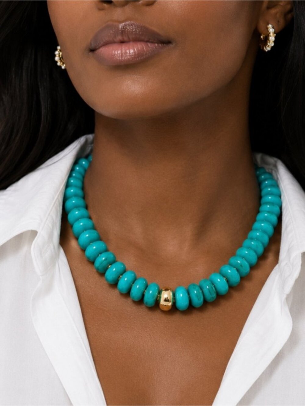 New! Coastal Colorful Turquoise Beaded Dopamine Necklace NWOT